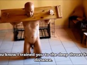 VOST engl - Training gorge profonde pour cet inférieur soumis nu et chaste.