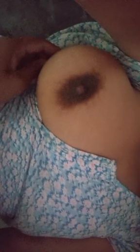 Hot brunette masturbates with giant dildo on top of teddy bear