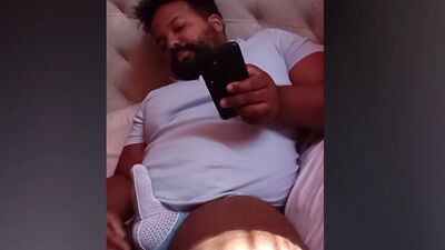 Daddy Bear Plays with Covered Cock on Live