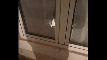 Spying flatmate Jerking Off (from the street window)