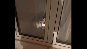 Spying flatmate Jerking Off (from the street window)