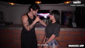 Milfy latina bartender ruined by his massive cock at work