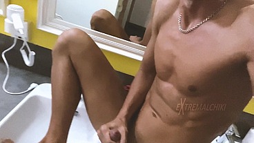 Dorm bathroom wank