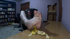 Having fun with a banana - Crush &amp; Self Foot Worship