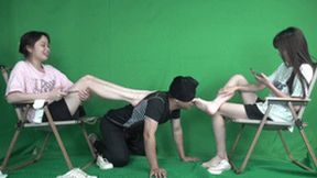 Two goddesses humiliated, stomped, and played with their teacher!