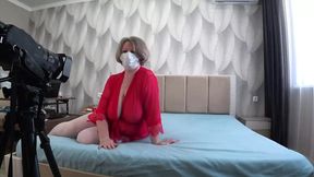 The Camera Watches a Curvy MILF From the Side  Mature BBW Fucks with a New Dildo Behind the Scenes