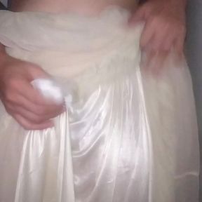 White Tutu Lace Long Skirt Satin Lining Masturbation