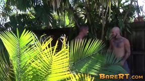 Tatted fuckers Cy Kohen bent over for rimming before getting rammed by hot Brett Brad