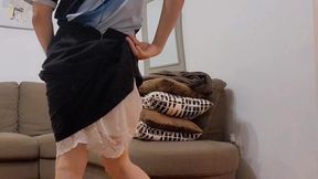 Coming from work crossdressed