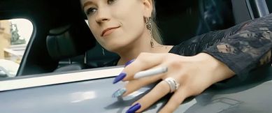 Anette slut smoking in the car