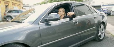 Anette slut smoking in the car