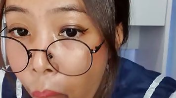 Ravishing Filipina, Mia Mendoza is sucking cock in a POV style, in front of the camera