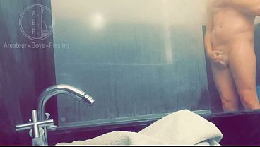 Pale white skin redhead flatmate caught pissing in the shower