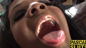 PASCALS SLUTS - Chubby Ebony girl with big tits gets fucked roughly on sofa (Pascal White)