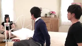 Japanese maid takes two huge cocks in a wild, hardcore sex session