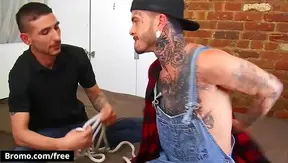 Dick Deamon Bound and Pleased by Fly Tatem’s Big Cock in Intense BDSM Gay Scene