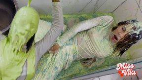 Slime over me in White Office Outfit! Hot Masturbation!