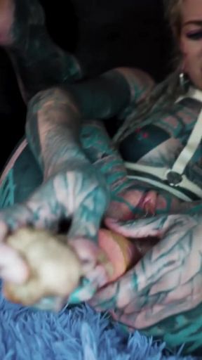 Tattooed Beauty in Latex Asshole Play Gape and Prolapse, Squirts with Metal Toy   Clip 1