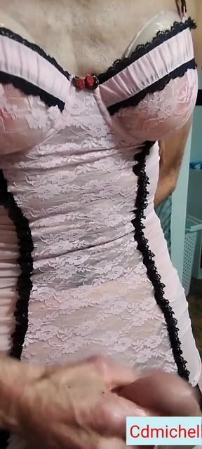 Cdmichelle Wearing White Sexy Lingerie Playing with Cock Until Huge Cum Load