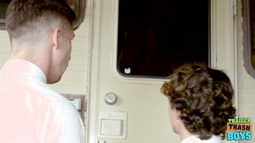 ”TRAILERTRASHBOYS Virgin Twink Eddie Patrick Screwed By Masculine Jason”