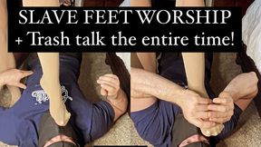 Trash Talk Slave Feet Worship - Nylons, Pantyhose, Humiliation, Foot Worship, Feet on Face