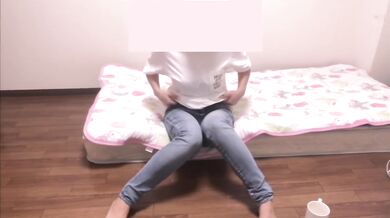 Amateur Asian Solo Female Masturbation In Jeans With Monthly Cum Swell