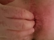 White Kiwi Bear from NZ fingers his asshole with 2 fingers - ultra closeup