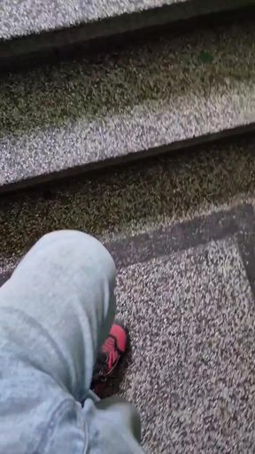 Captivating moment from "Thick Bulgarian dick gets hard in the neighborhood, then cuming in the entrance of a building"