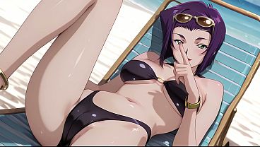 Faye Valentine Sunbathing Turns Into Beach Sex. Faye Valentine Hentai Cosplay (AI-generated)