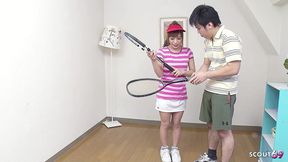 japanese female tennis coach with big natural tits seduce to fuck and creampie at uncensored jav porn
