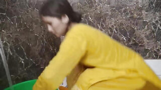 Hot girl gets her ass pounded in the bathroom