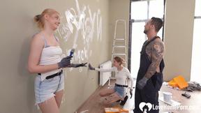 Painting walls turns into a wild threesome