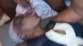 BBW Ebony couple celebrates with a sloppy blowjob