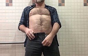 Hairy Daddy Strips and Strokes His Hard Cock