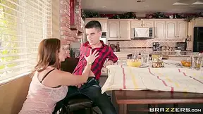 Cheating Housewife With Giant Bouncy Boobs Fucked Standing By Toy Boy With Ariella Ferrera