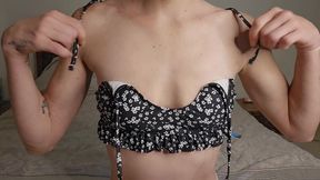 Petite Sult Flashing Her Small Tits and Licks Her Yummy Nipples Close up POV