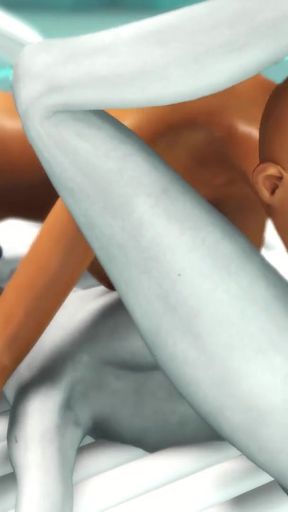 Powerful moment from "Super alien sex in the sci-fi lab. Futa alien plays with a young hottie"