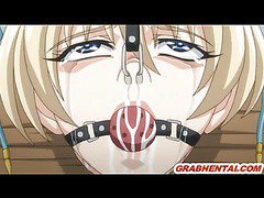 Bondage hentai with gagging gets groupfucked by black monsters