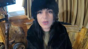 smoking tease, deep blowjob & cum on my fur coat and hat