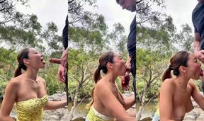 naomi east blows a dick in the forest porn video