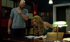 Busty trans Ariel Demure devours hung studs enormous meat