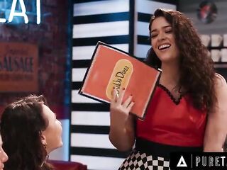 Guy Raw Bangs Sweetheart In Restaurant