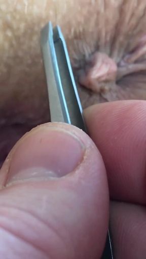 This is what happens when you ask your husband to help you remove the hair around the asshole and in the bikini area...