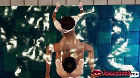 Pool 3D Hentai with Hot Hitomi Underwater Sex in Doggystyle and Missionary Pose Leading to a Huge Cumshot