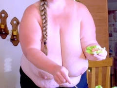 Hot brunette big boobs toying pink pussy