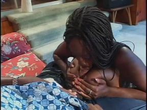 Black stud fucks a chick in the ass and cunt and creams her after BJ
