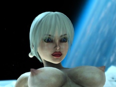 Cyber angel dickgirl fucks sexy blonde in the space station