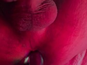 Wife uses her glass dildo on my ass and makes me cum