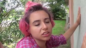 Tanned MILF fucks in Italian open field