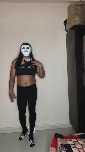 Crossdresser in tight pant